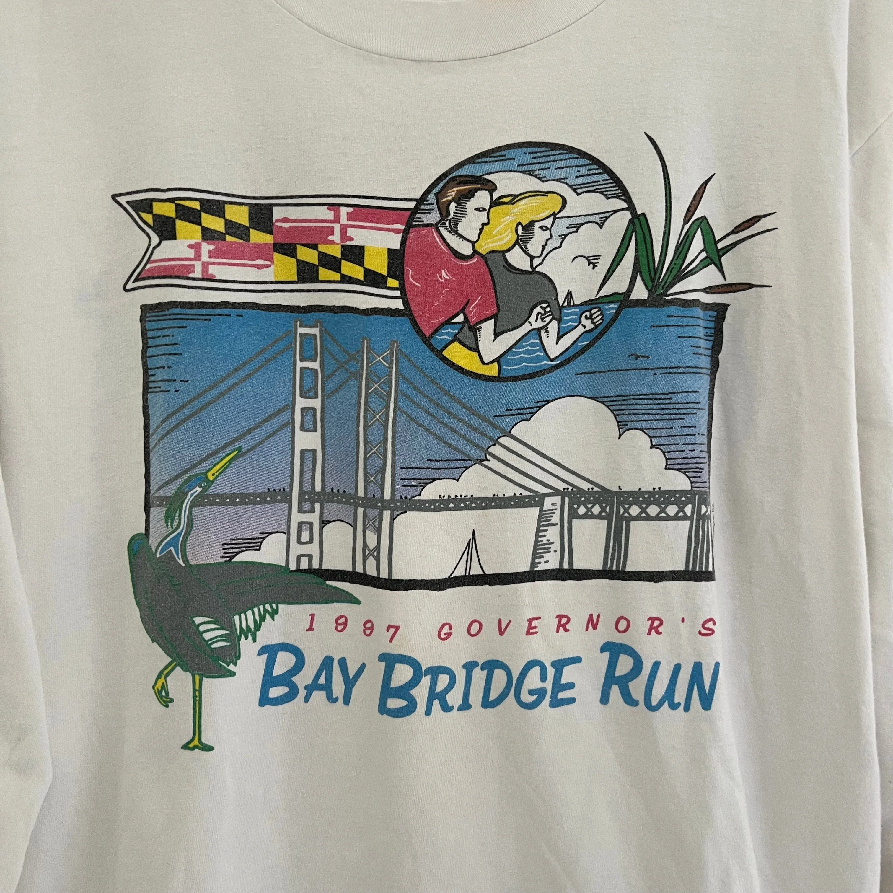 1997 Bay Bridge Run Marathon San Francisco Vintage Long Sleeve Tee Shirt - Image 3