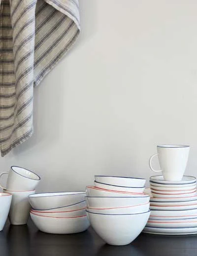 Abbesses Large Bowl Blue Rim - Set of 2 - Image 5