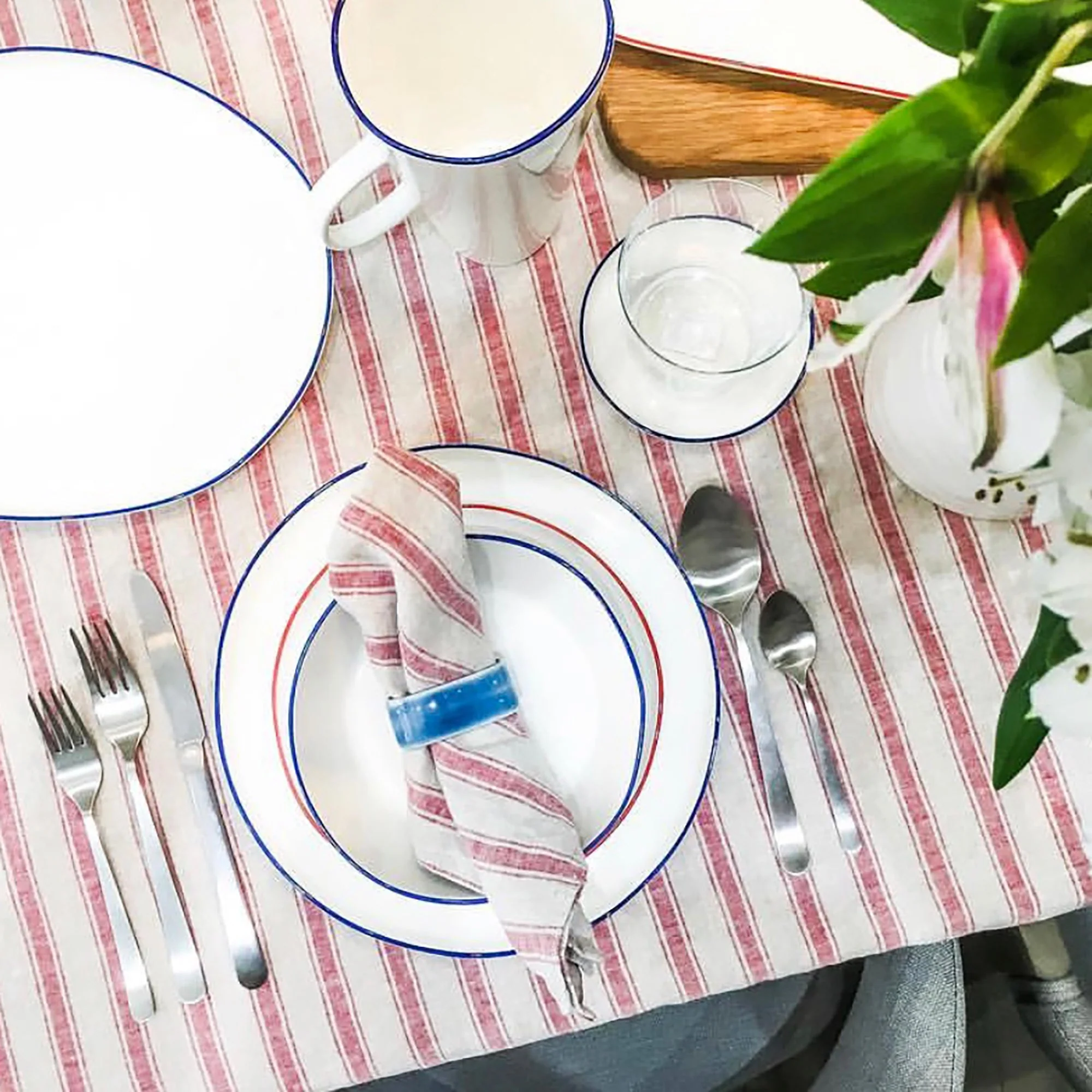 Abbesses Large Plate Blue Rim - Set of 4 - Image 3