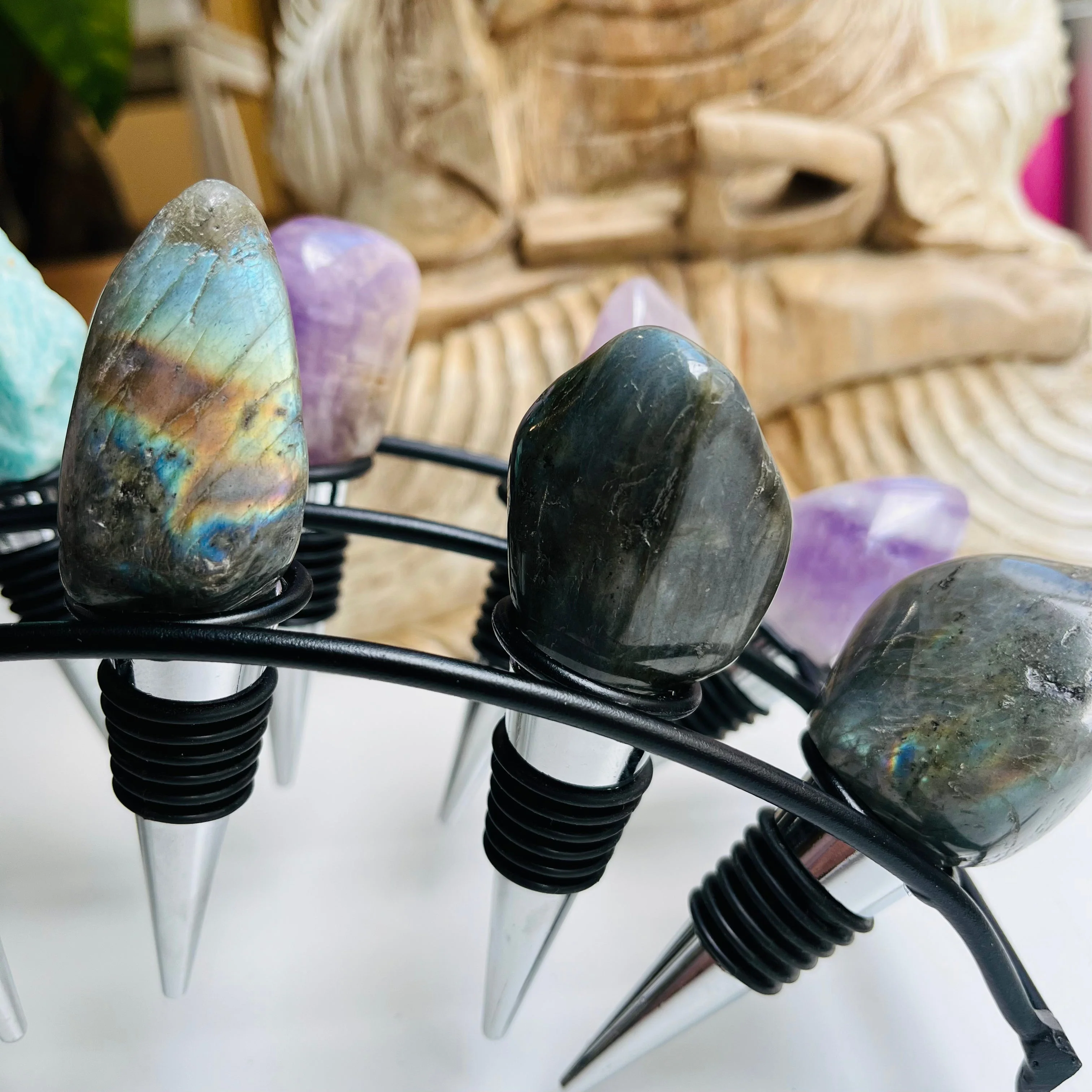 Crystal Wine Bottle Stoppers – Assorted Gemstones - Image 4