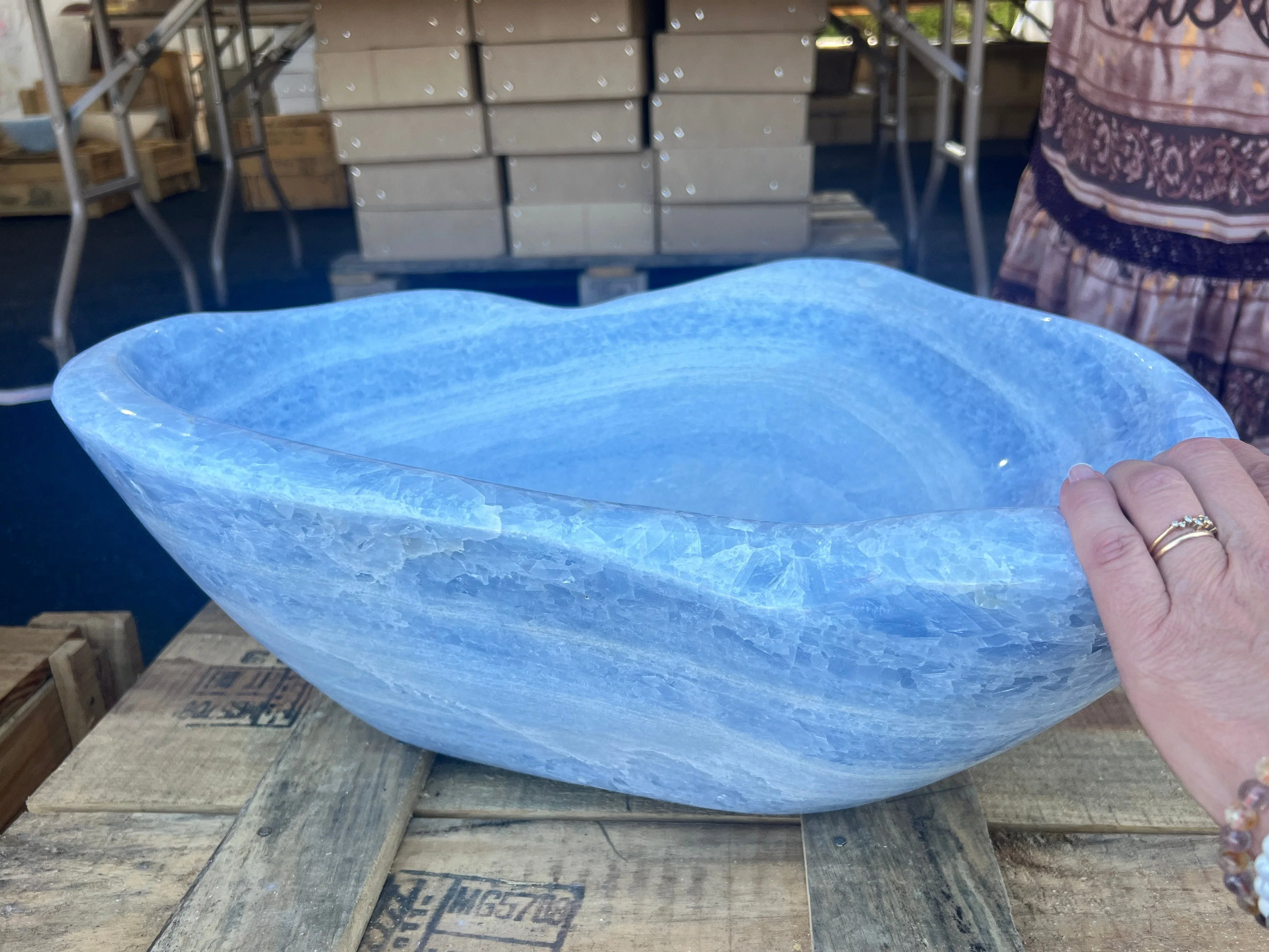 Large Blue Calcite Bowl - Image 3