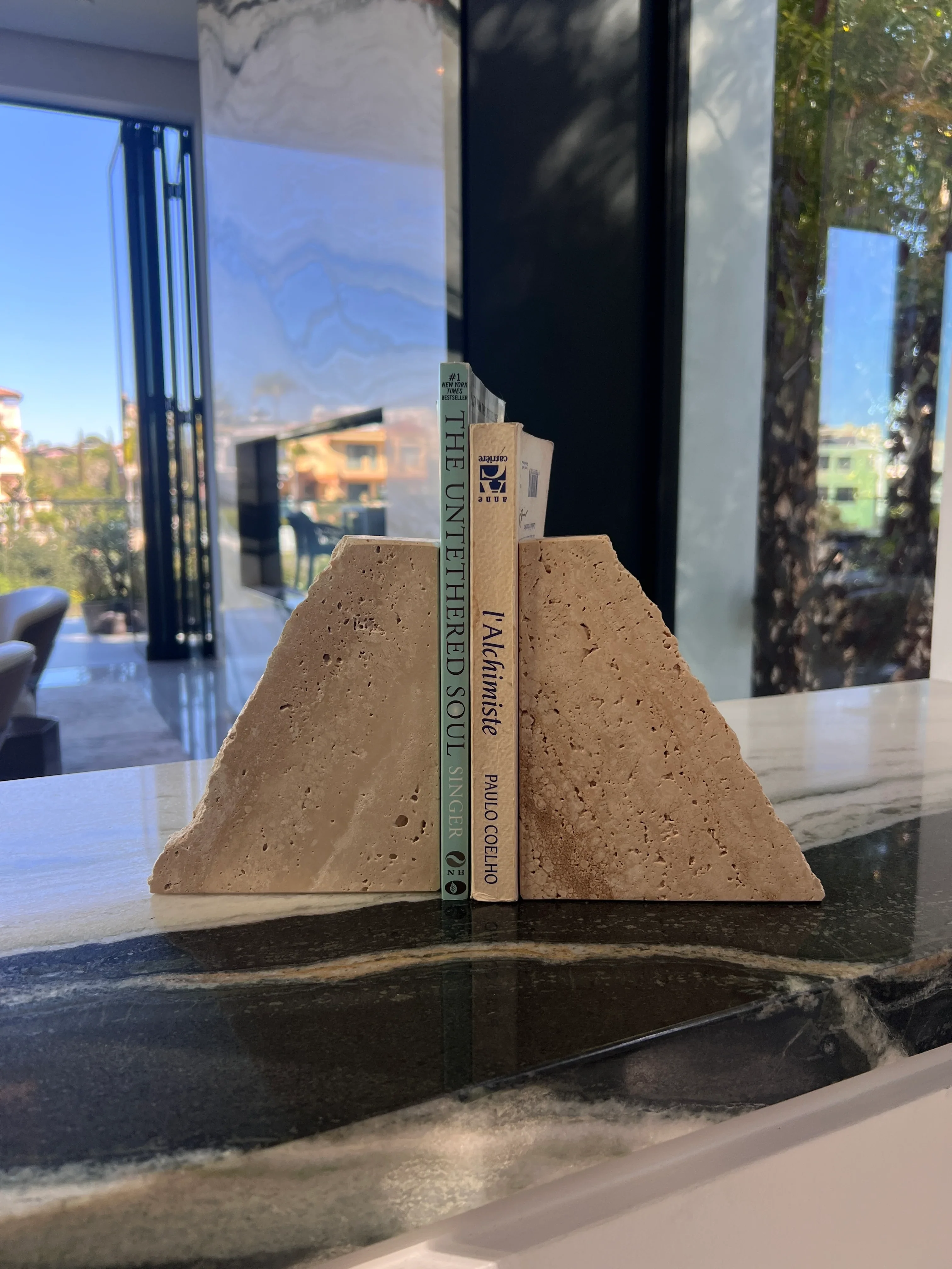 Natural Travertine Stone Bookends - Image 2