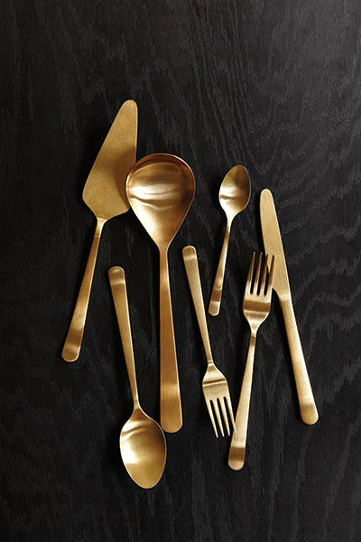 Oslo Serving Spoon in Gold - 2pc - Image 3
