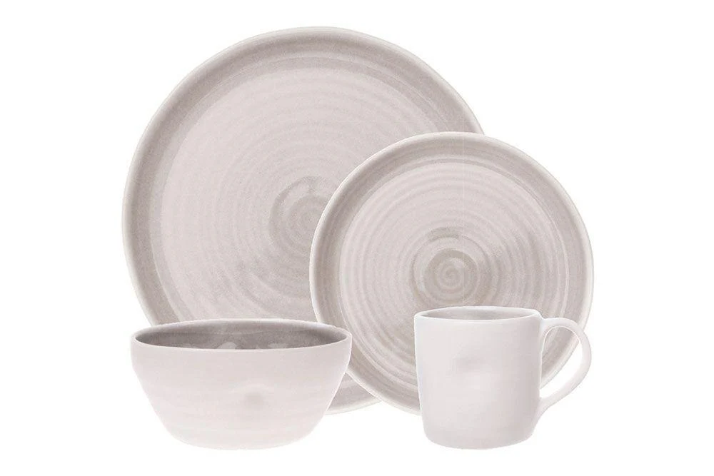 Pinch Grey Stoneware 4 Piece Dinnerware Set, Service For 1