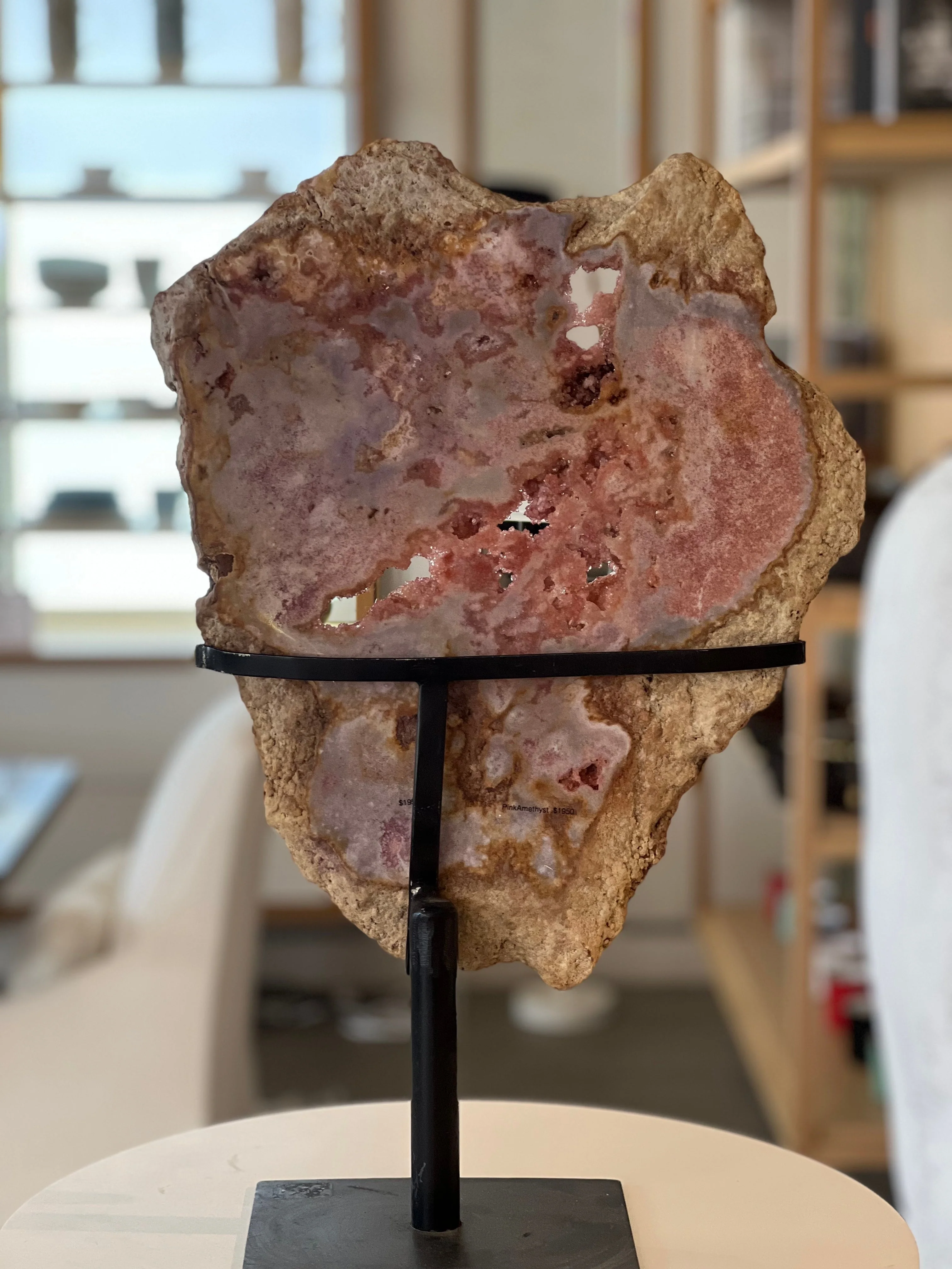 Pink Amethyst Slab on Rectangular Stand - Image 3