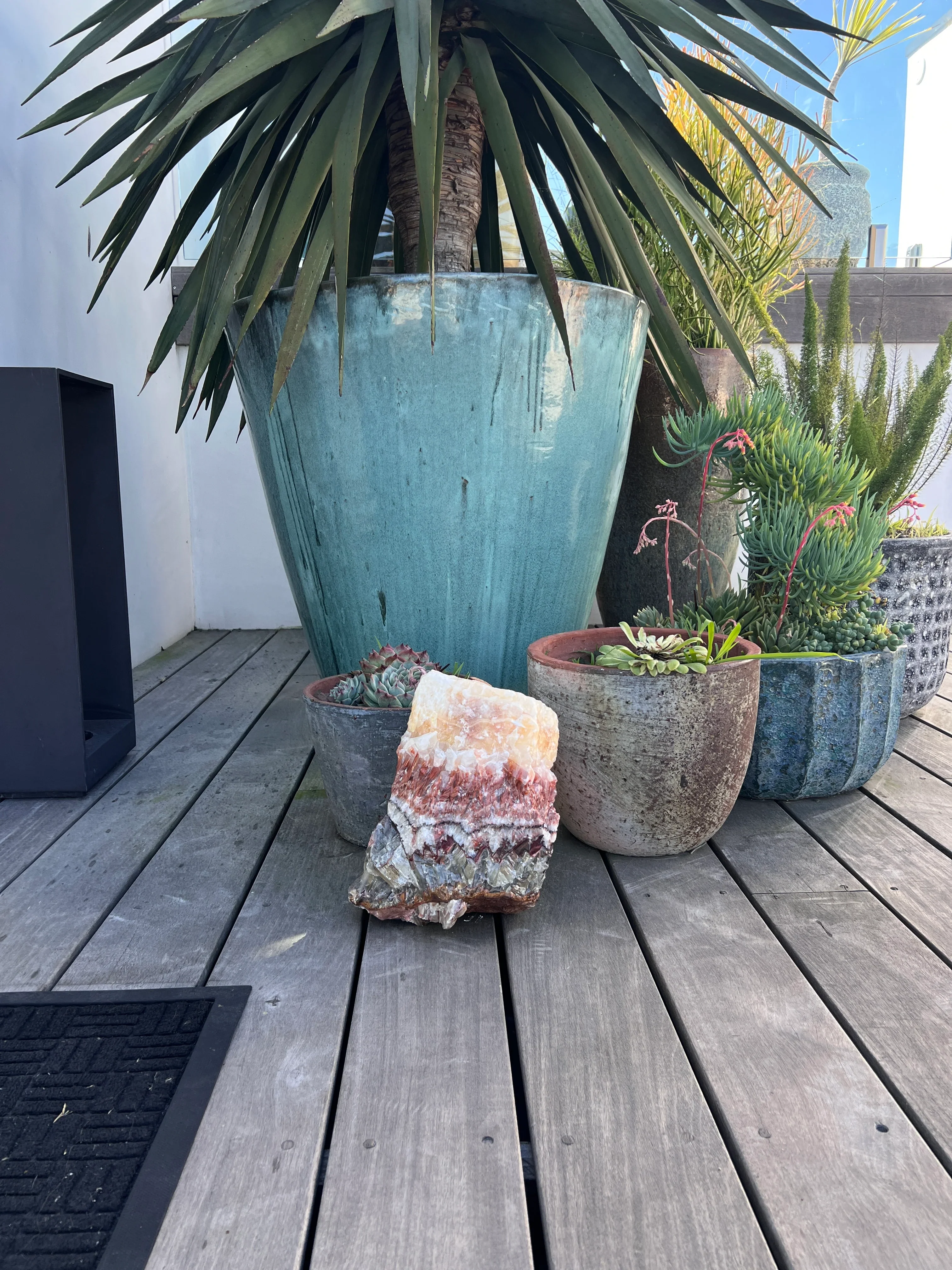 Raw Tri-Color Banded Calcite Standing Stone - Image 2