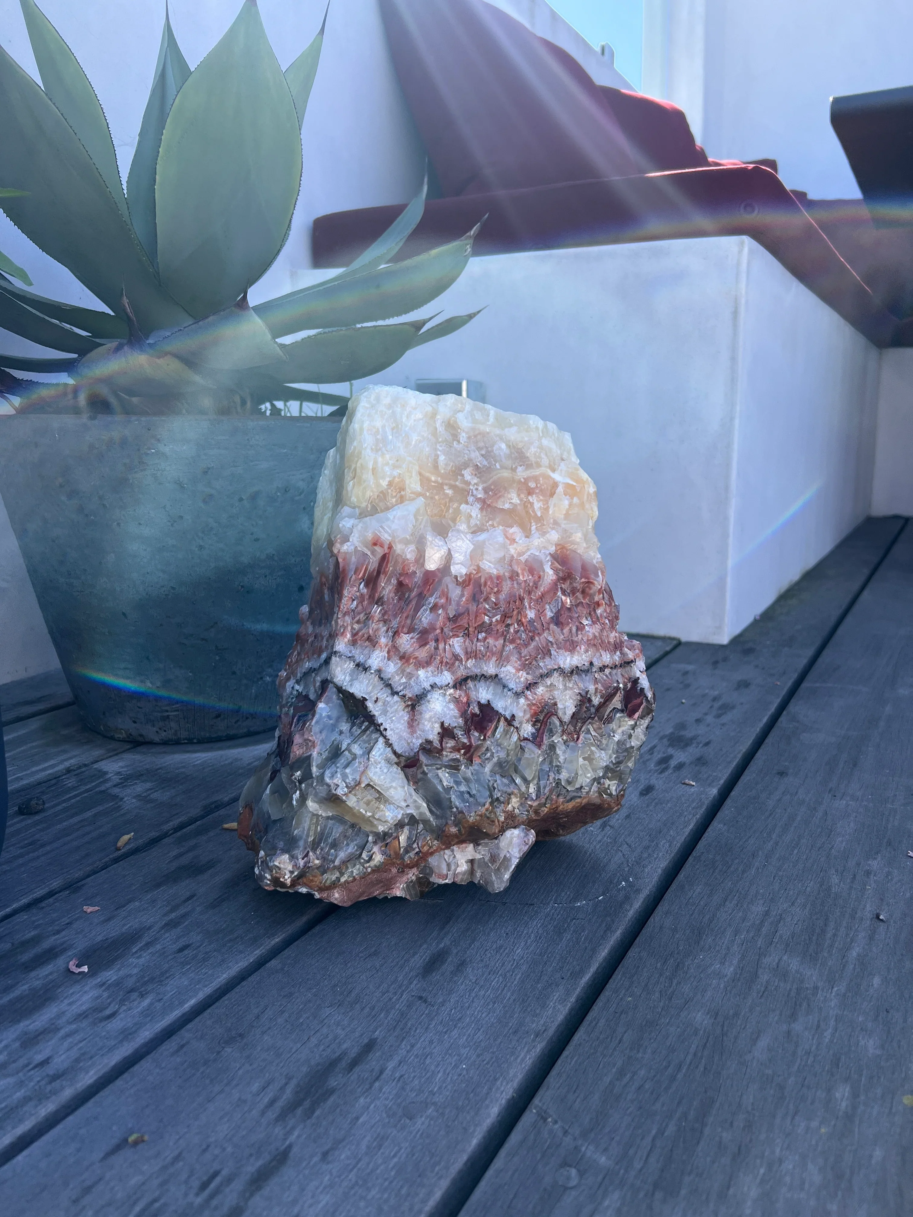 Raw Tri-Color Banded Calcite Standing Stone - Image 3
