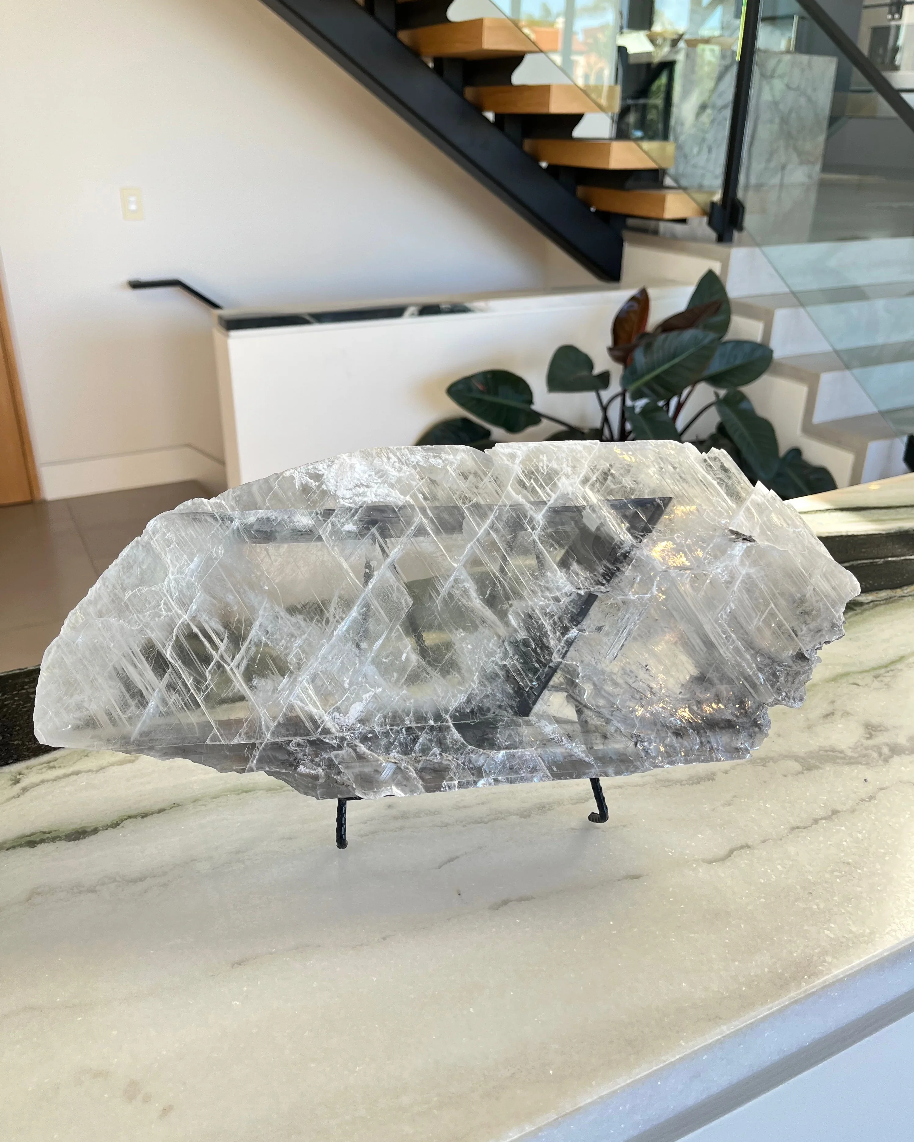 Selenite Plate with Natural Black Inclusion - Image 3