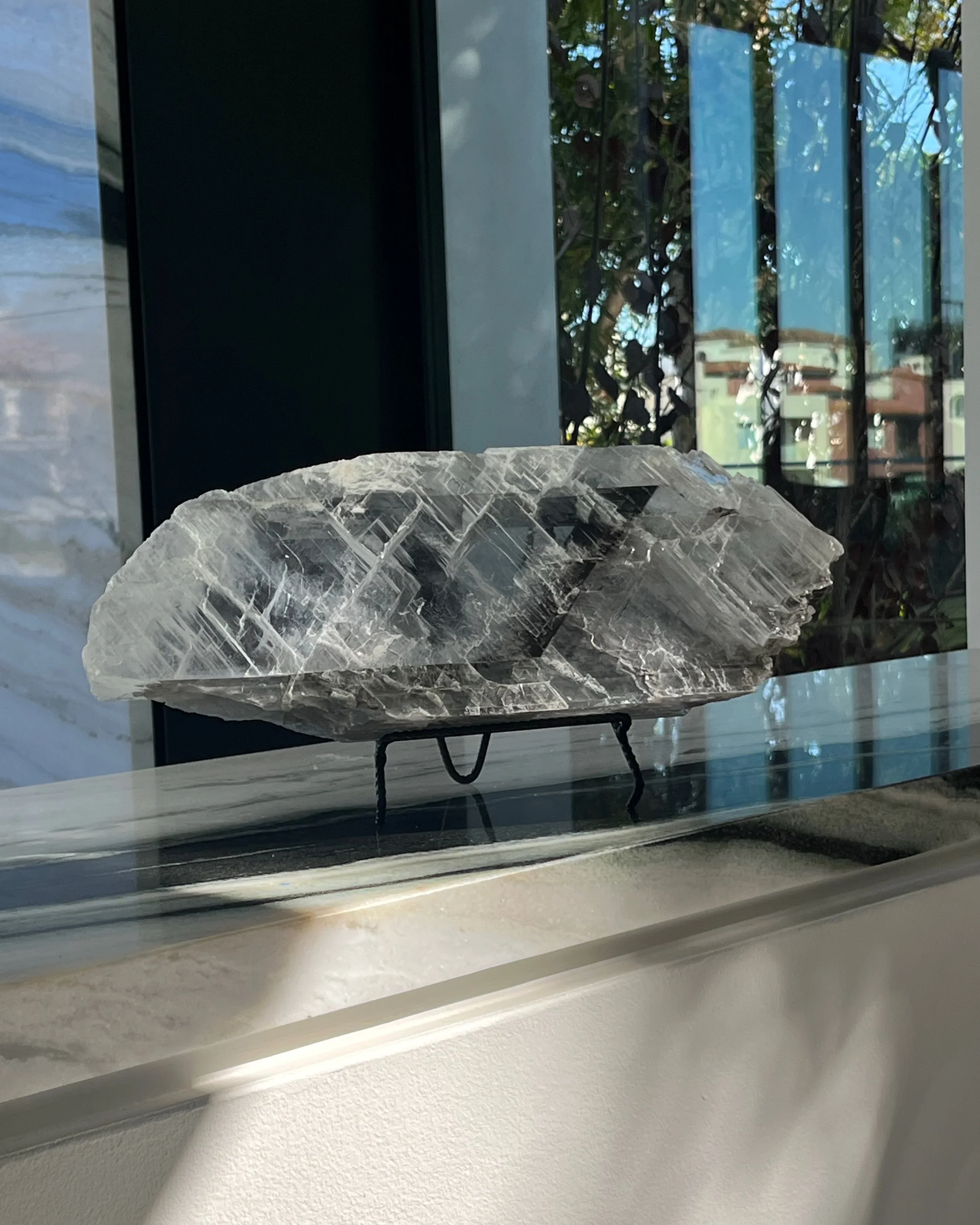 Selenite Plate with Natural Black Inclusion - Image 4