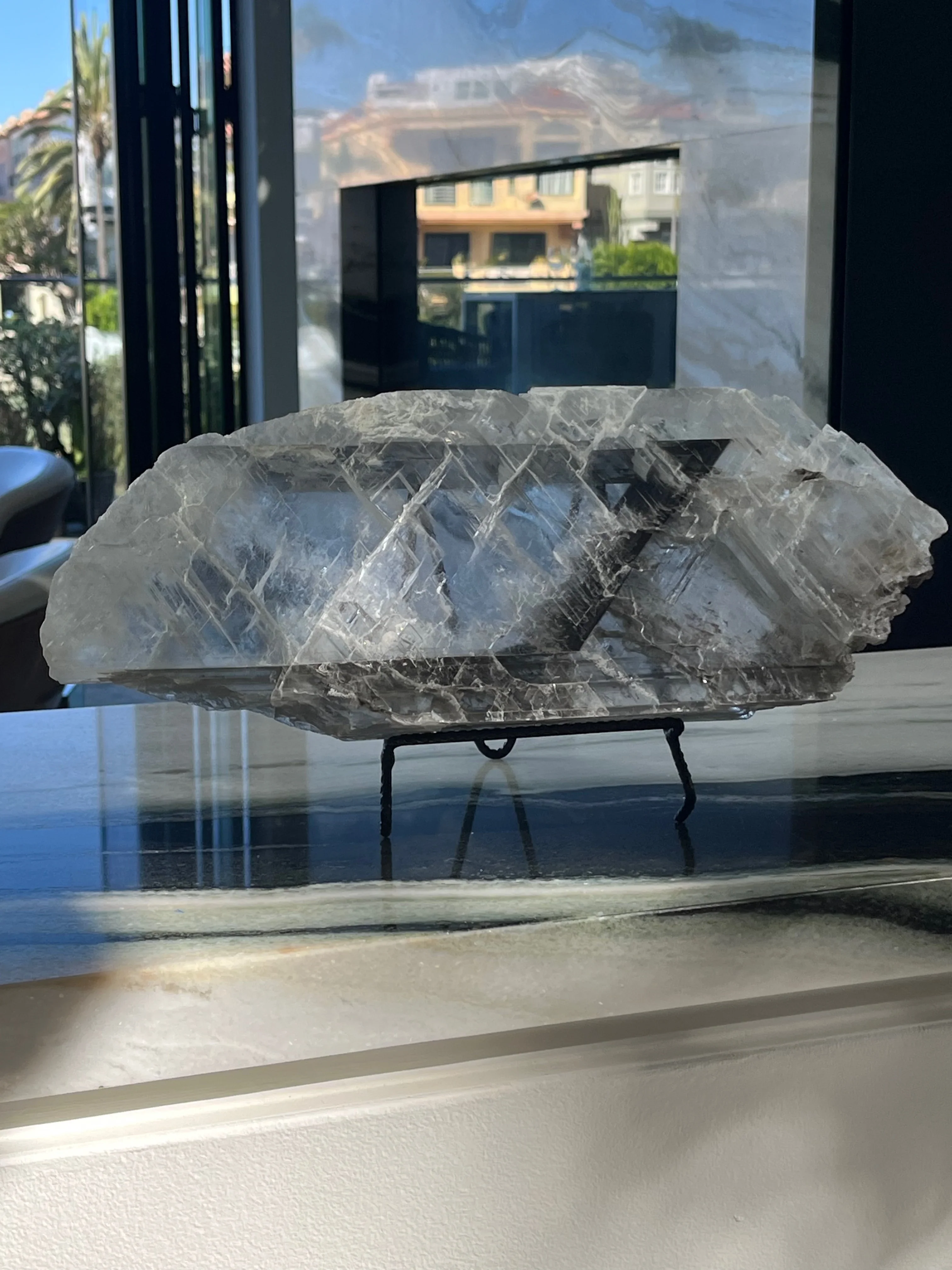 Selenite Plate with Natural Black Inclusion - Image 5