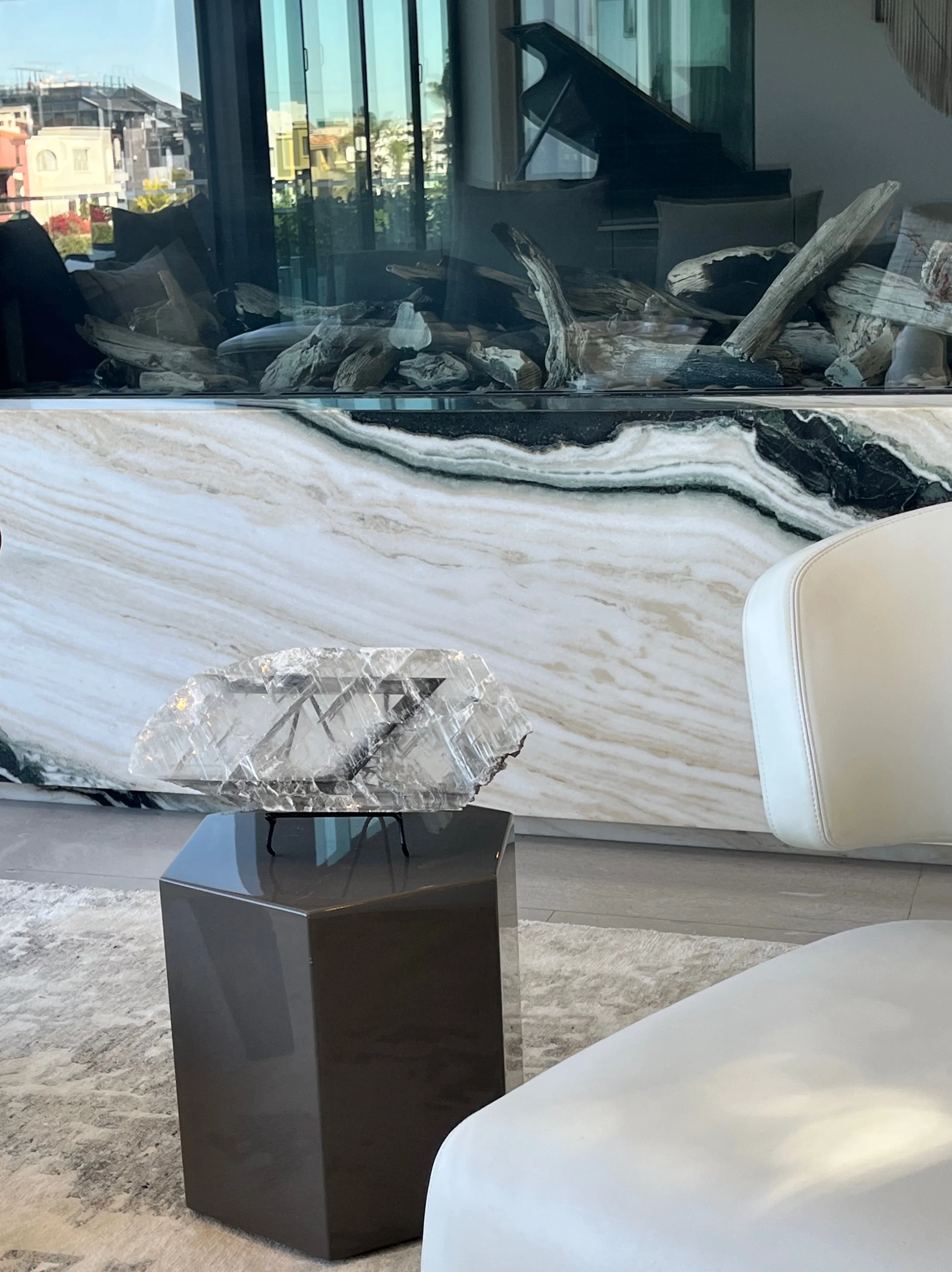 Selenite Plate with Natural Black Inclusion - Image 6