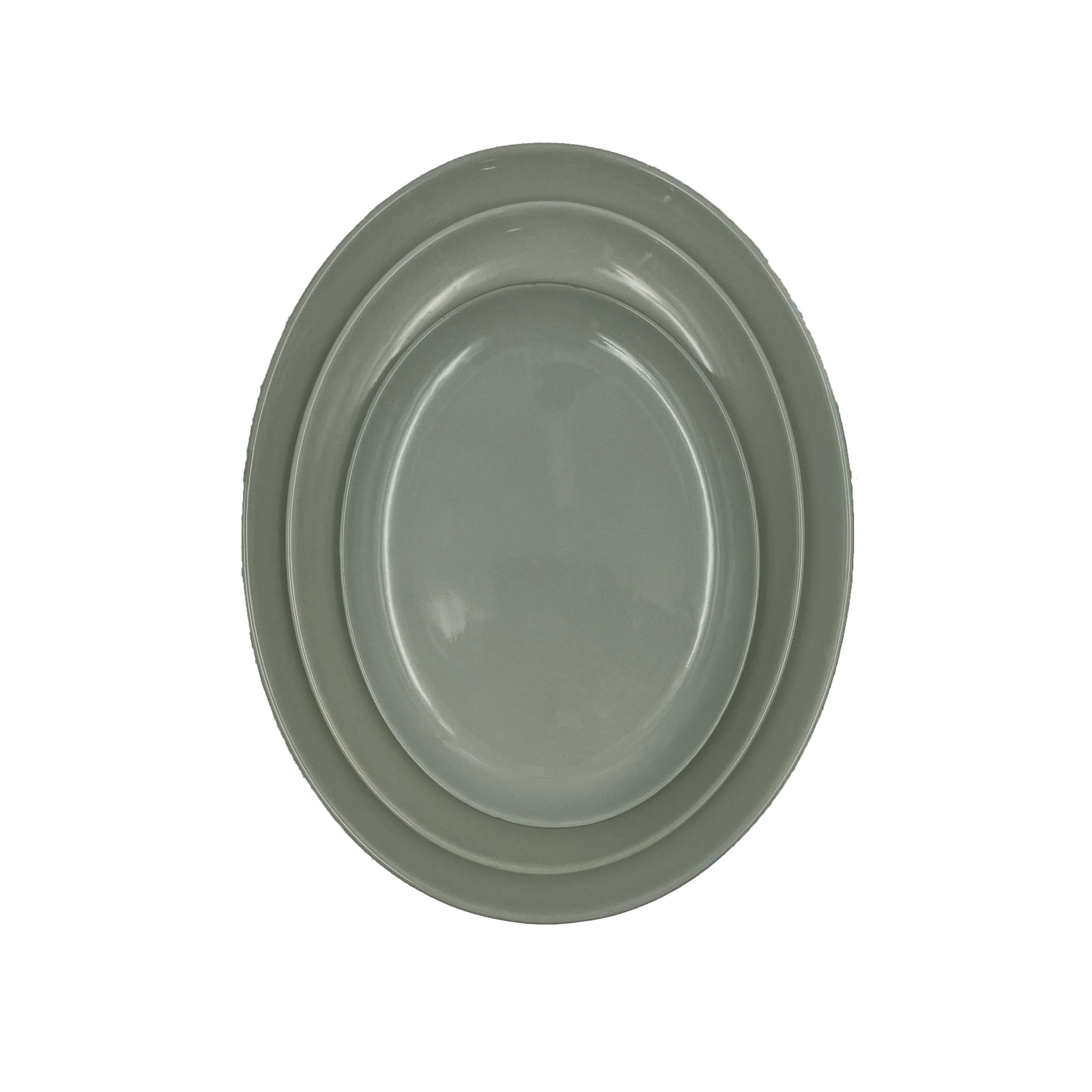 Shell Bisque Extra Large Oval Plate- Grey- Set of 2 - Image 2