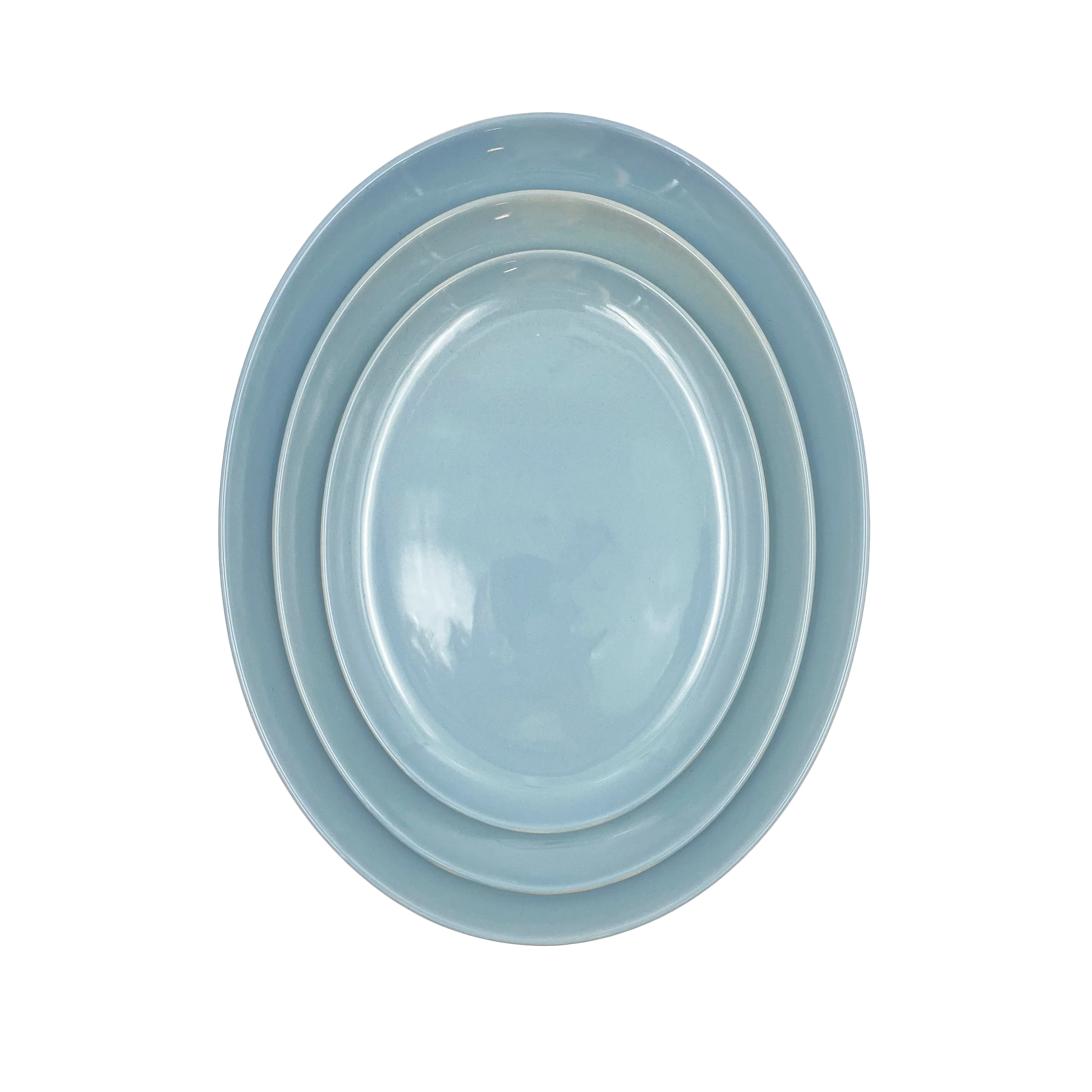 Shell Bisque Medium Oval Plate- Blue - Set of 4 - Image 2
