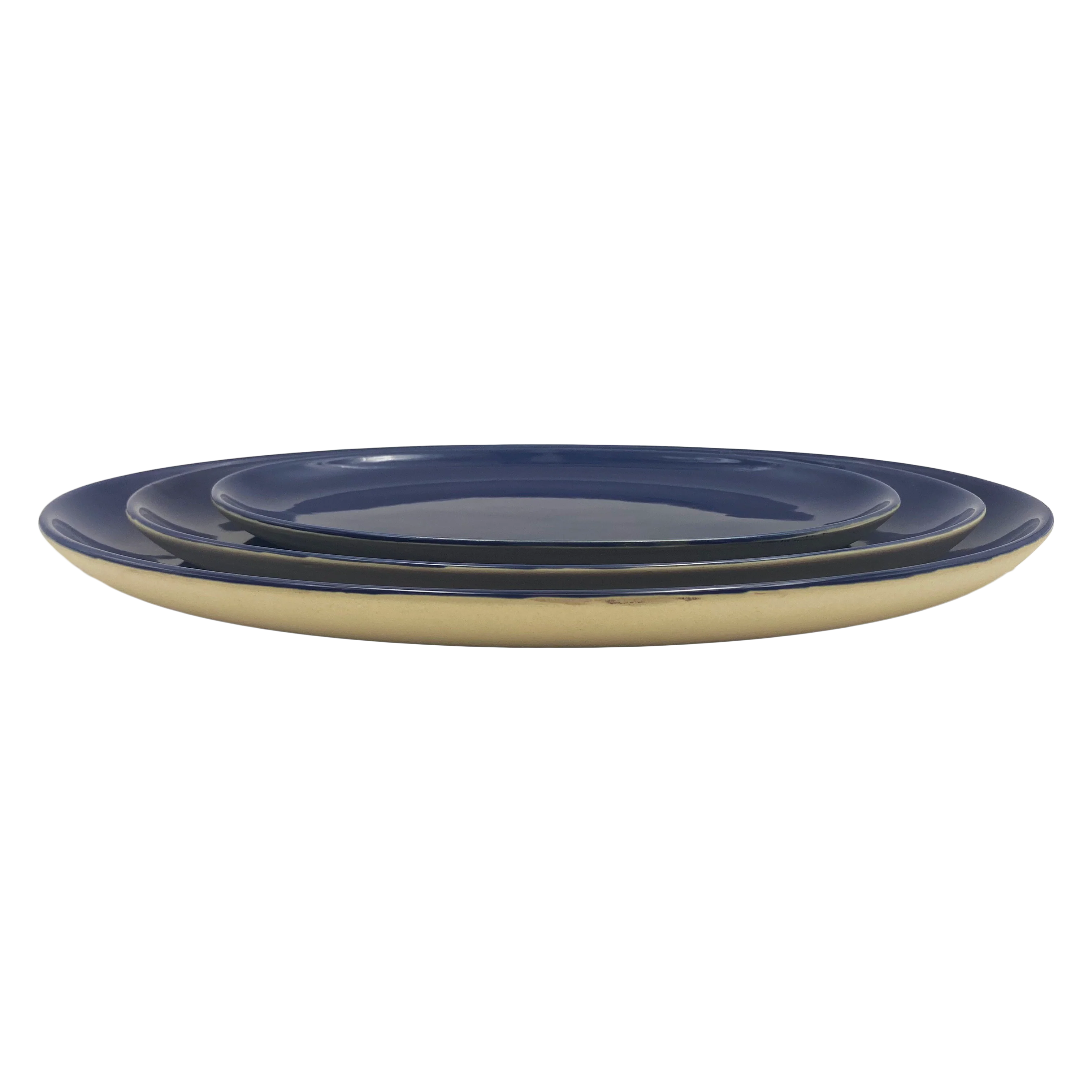 Shell Bisque Medium Oval Plate- Indigo- Set of 4 - Image 3