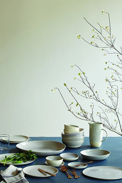 Shell Bisque Round Serving Bowl- Indigo - Image 3