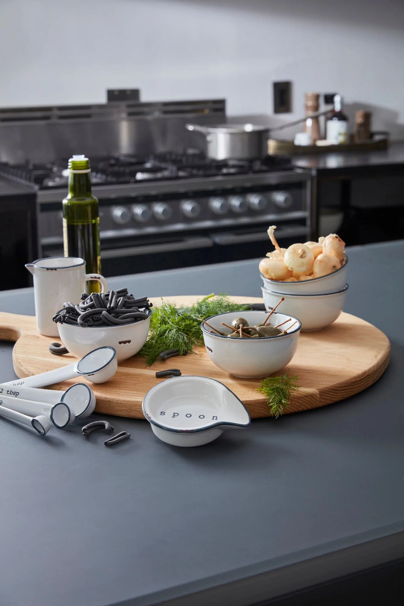 Tinware 7-Piece Prep Set- White w/ Slate Rim - Image 8