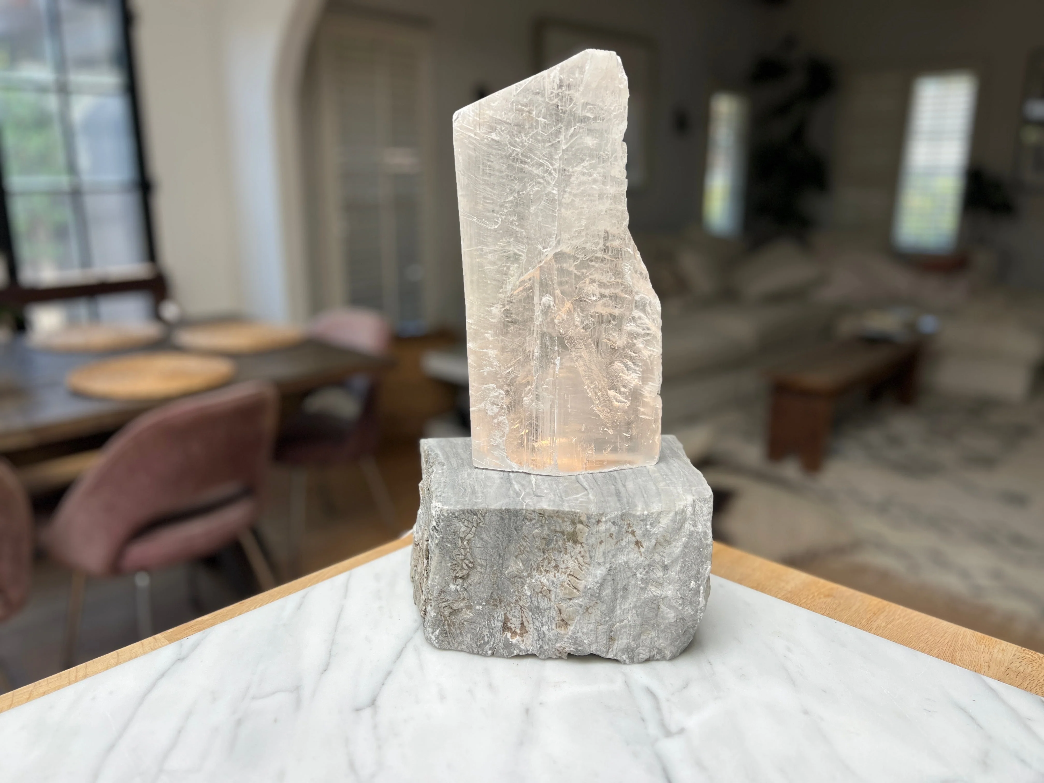 Utah Selenite Crystal Lamp with Onyx Base #2