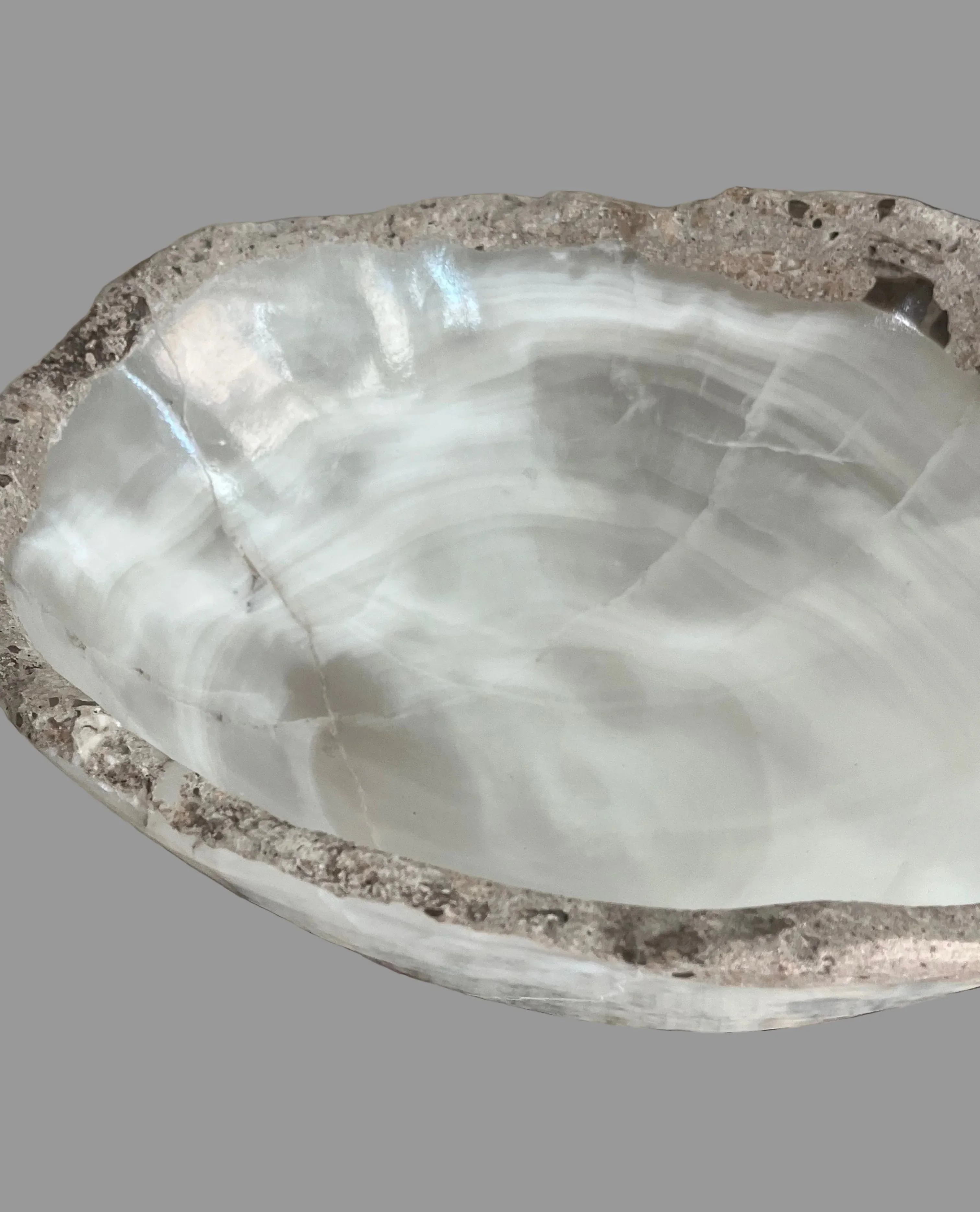 White Onyx Bowl Natural Stone Rim - Image 4